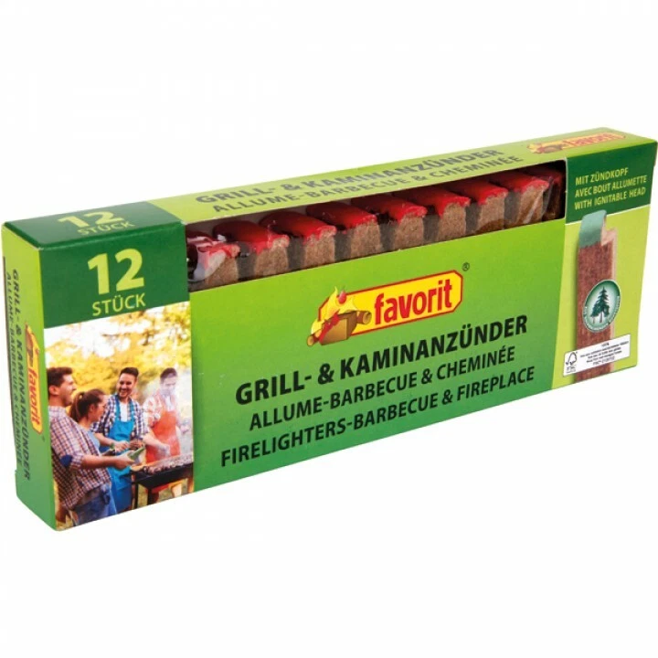 Grill- & Kaminanzünder Öko 12 St. mit Reibekopf 100% FSC von Favorit 9501820