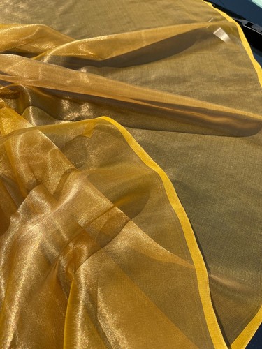 FABULOUS QUALITY SILK METALLIC ORGANZA PLAIN OR SILK TISSUE - GOLD/ GOLD!!! - Picture 4 of 4