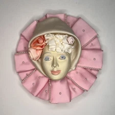 Hallmark Crowning Touch Collection Wall Hanging Face Pink Ribbon Vintage