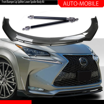 For Lexus Rc-f Rc200 Carbon Fiber Style Front Bumper Lip/ Spoiler /Strut Rods/
