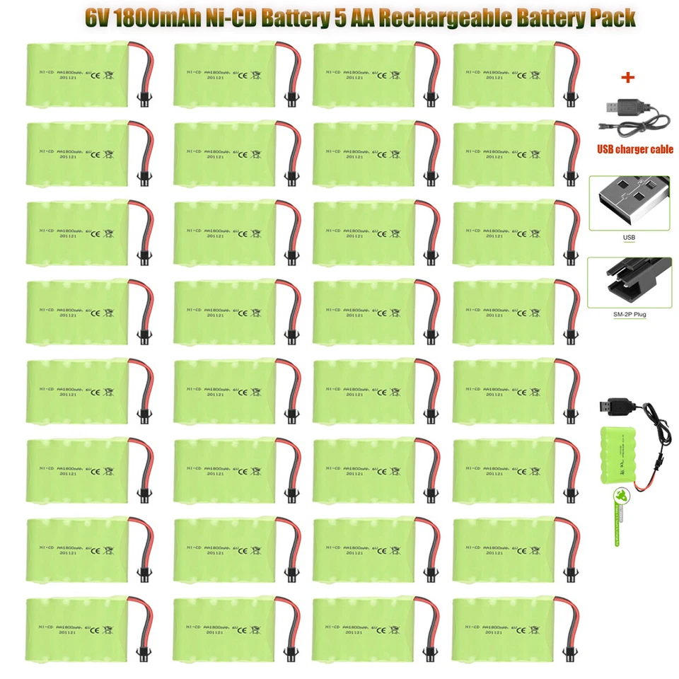 2X 6V 1800mAh Ni-CD Battery 5AA Rechargeable Battery Pack for 1:14 RC Car Truck - Image 2 of 4