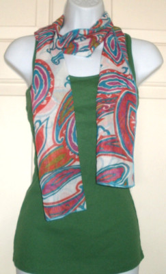 New Juniors size 1X Green Tank Top with Scarf  Ribbed Piper & Blue Plus