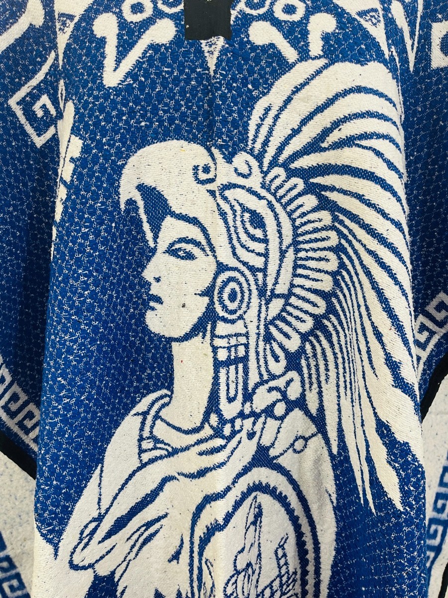 Poncho Messicano Guerriero Azteco – Unisex Adulto, Taglia Unica, Fatto In Messico