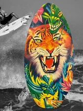 Vintage Tiger Fire Dragon Full Graphic Skimboard Wake Board Boogie Skim Board
