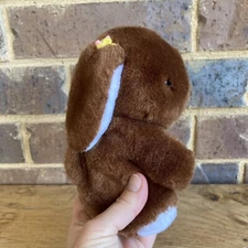 Vtg 1976 Gund Chocolate Brown Bunny Plush Baby Rattle Stuffed Animal