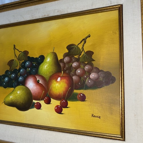 Vntg MCM Painting Original Still Life Signed Fruit Apples Pear Framed 22” X 18” - Picture 6 of 18