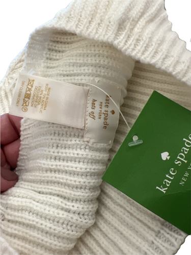NWT Kate Spade Grosgrain Bow Beanie Cream and Black One Size MSRP $48 - Picture 2 of 3