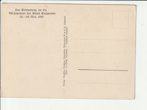 SALZWEDEL...St. Marien, Adam -u. Eva-Haus, Erinn.an 700-Jahr-Feier...s/w AK 1933 - Picture 2 of 2