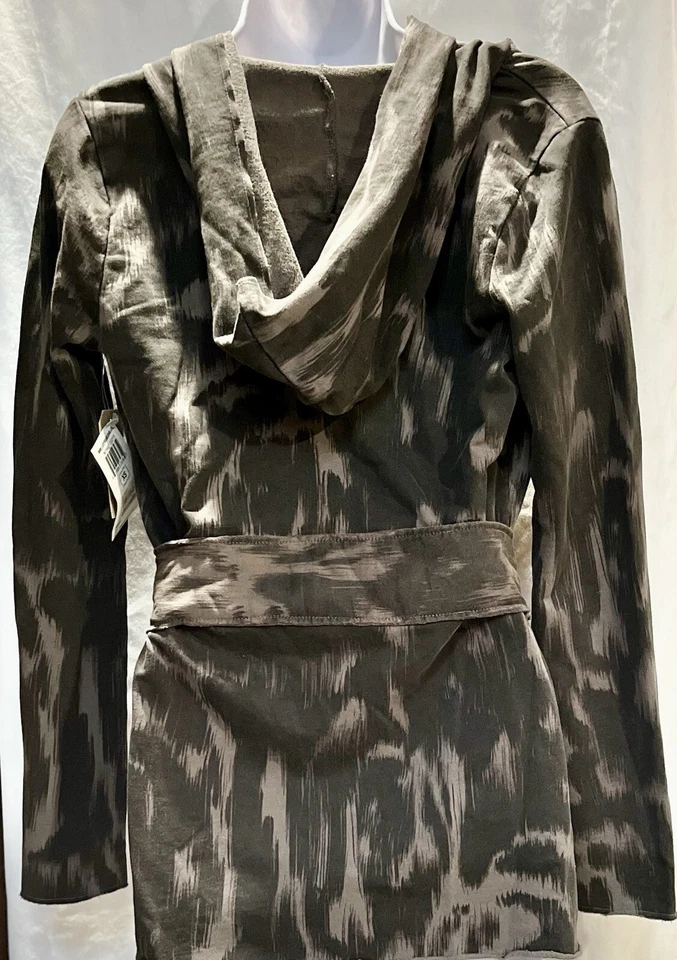 LUCKY BRAND L Chaqueta Envolvente Kimono Jingo Sudadera con Capucha Gato Tigre Estampado Animal Y2K Foto 4 de 4