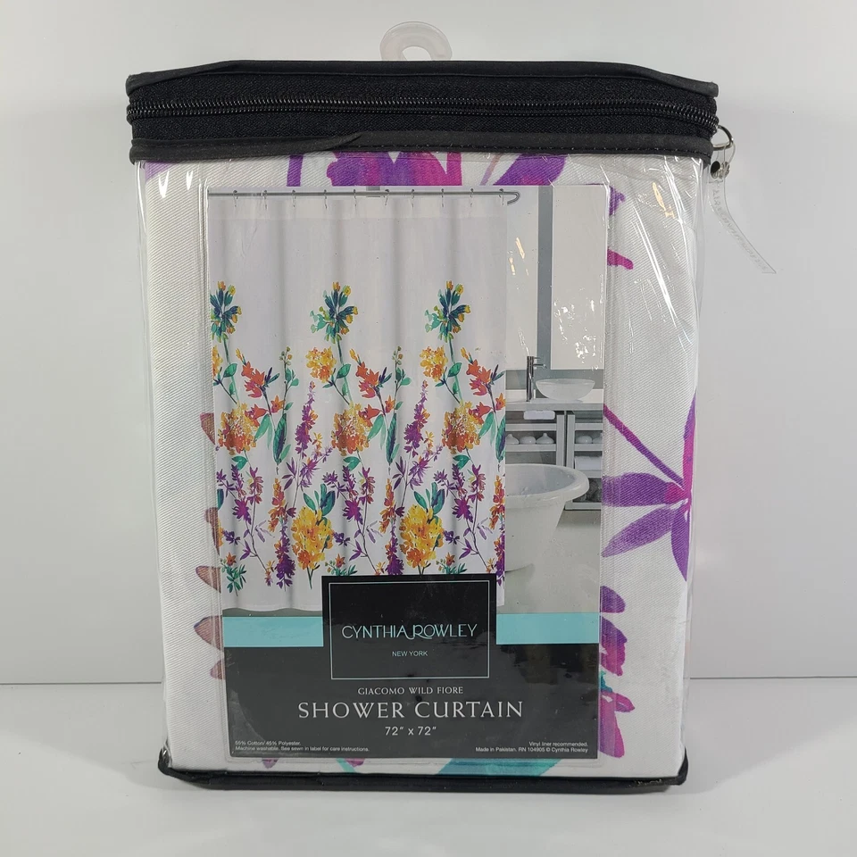 Cortina de ducha floral acuarela Cynthia Rowley Giacomo Wild Fiore 72" x 72" Foto 3 de 3