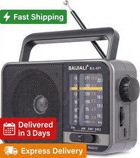 Retro 4-Band AM/FM/SW Portable Radio with USB Power and Rechargeable Battery