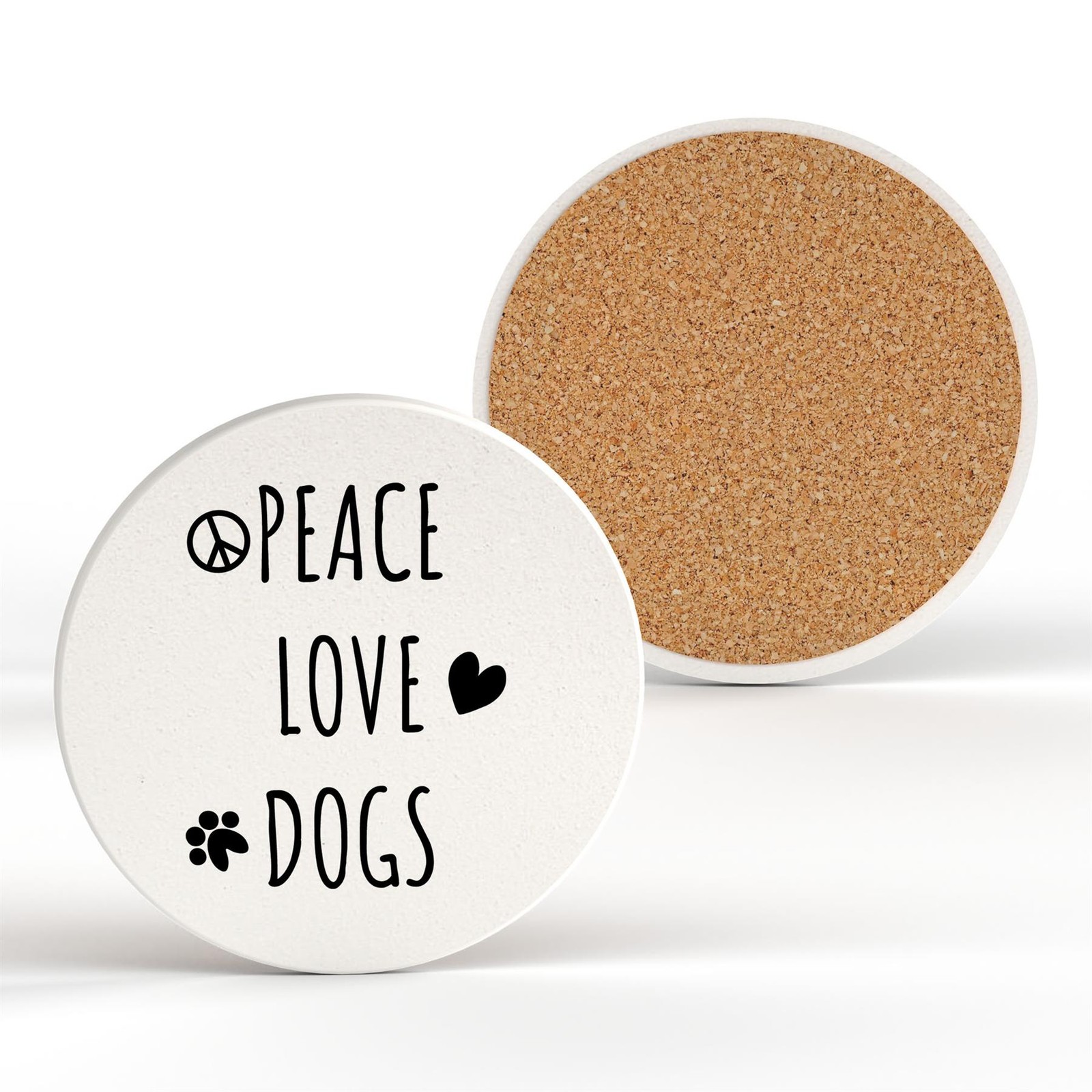 PEACE LOVE DOGS CERAMIC ROUND COASTER