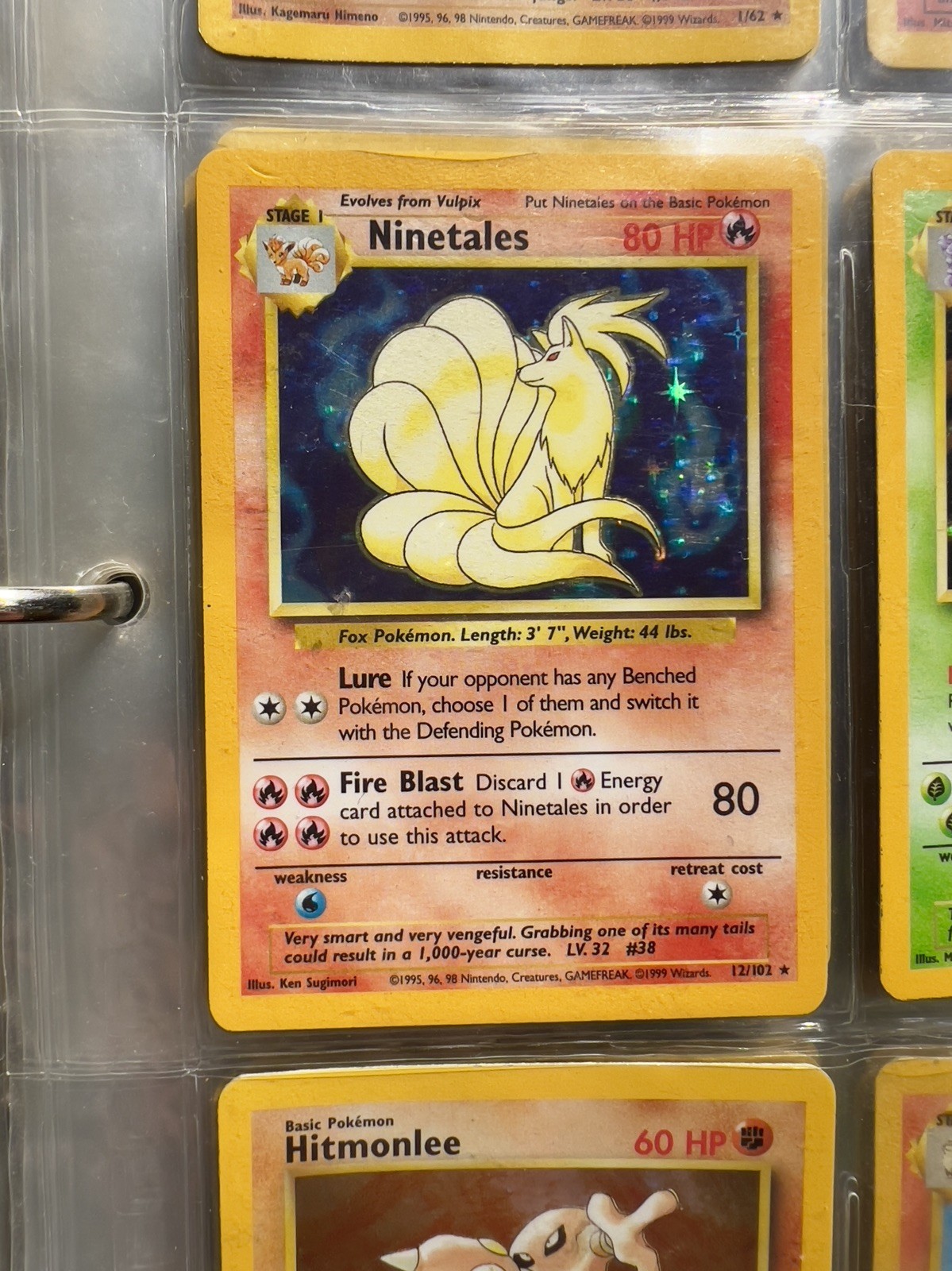 Pokemon Ninetales 12/102 Holo Rare Base Set Unlimited 1999 Vintage Near Mint