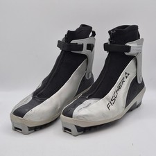 Fischer CO-3000 Cross Country Ski Boots EU 43 Silver Black Zip Ankle Strap XC