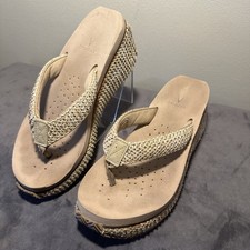 Volatile Women's Island Wedge Sandal A Tan Bohemian Weave Material.