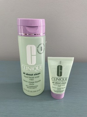 CLINIQUE All About Clean Liquid Facial Soap Mild, 6.7 fl oz + Travel Size