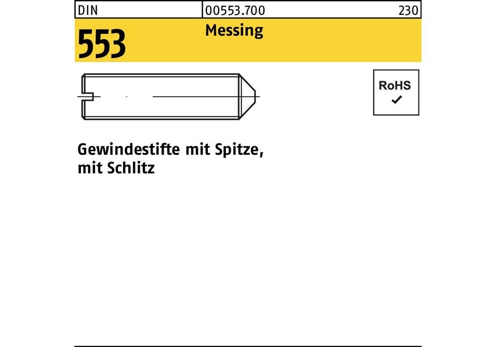Рейхерный подъемник DIN 553 м.Schlitz/Spitze M 3 x 6 Messing