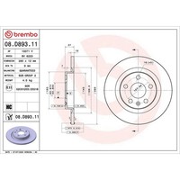 2X Brembo 08.D893.11 Bremsscheibe FüR Volvo XC40 536