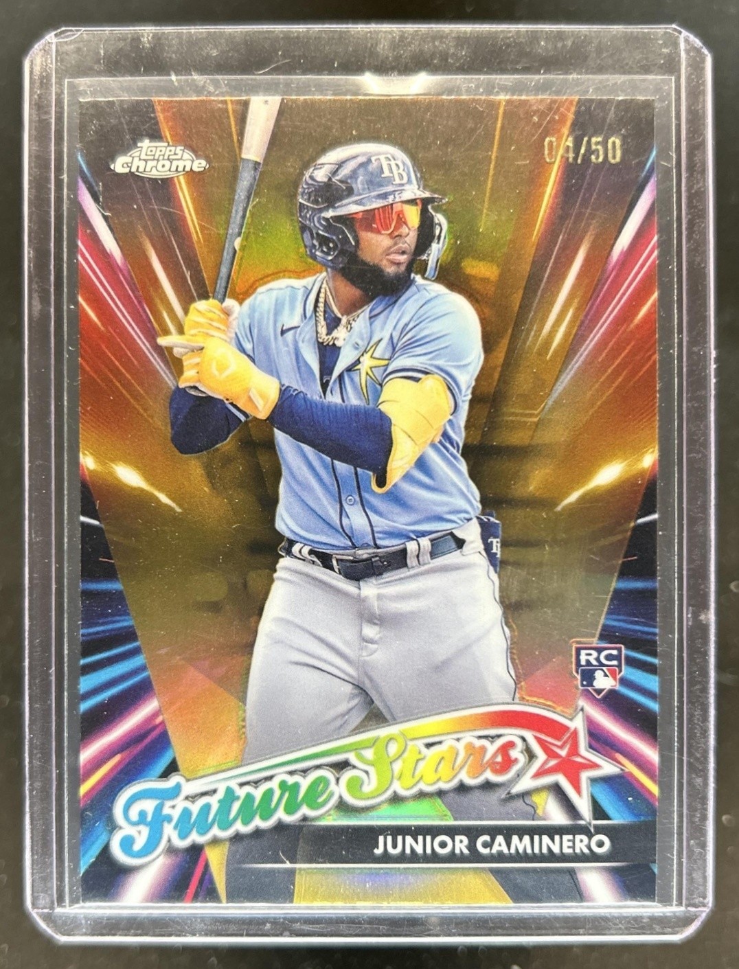 2024 Topps Chrome Update Junior Caminero Future Stars RC Gold Refractor #/50