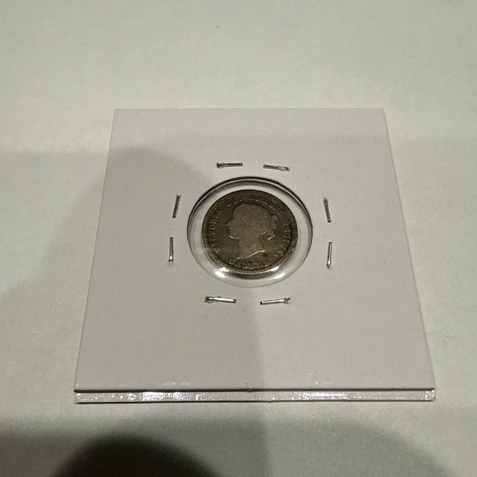 Moneda de 5 centavos de plata de Canadá de 1858 Reina Victoria plata níquel Foto 4 de 4