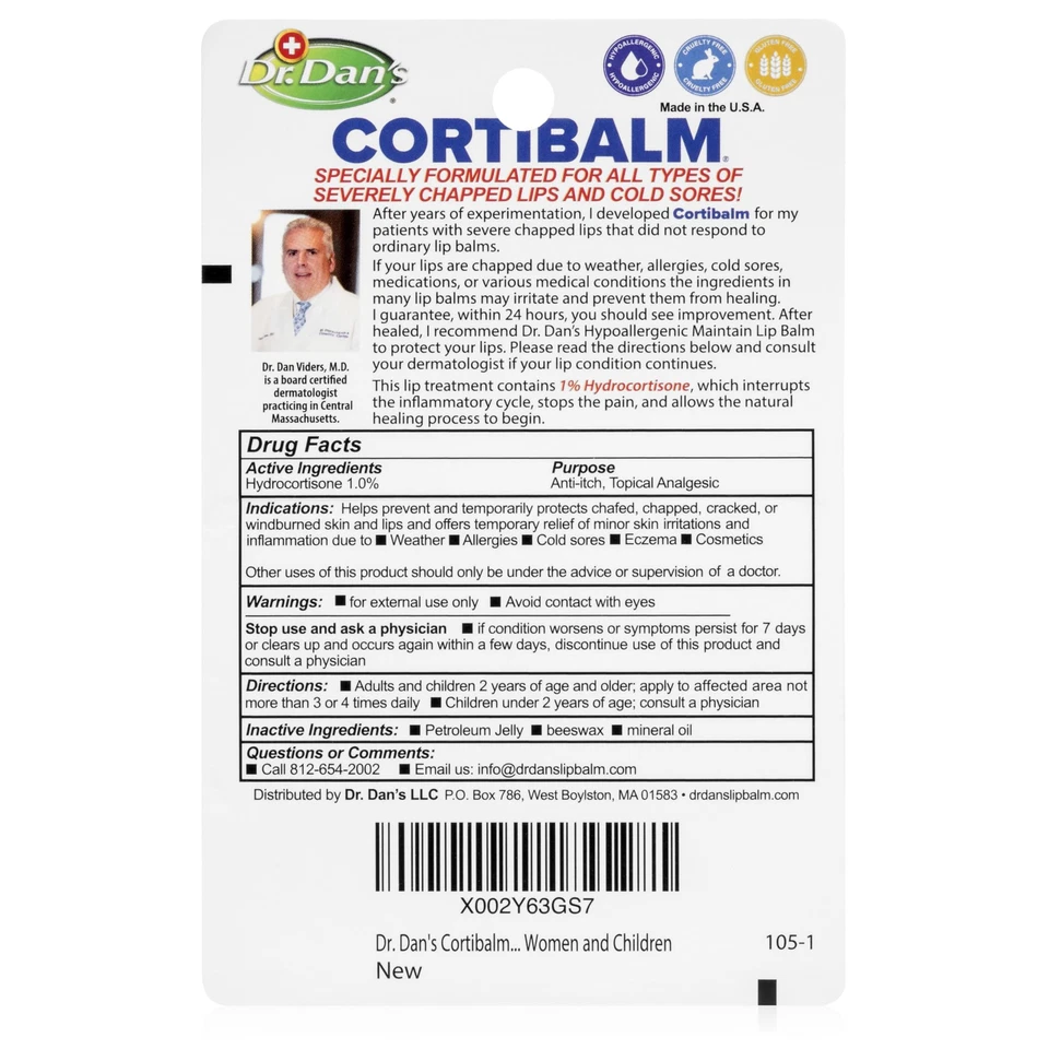 Cortibalm-2 Pack- para lábios rachados secos - Bálsamo labial curativo para severamente chappe... - Imagem 2 de 4