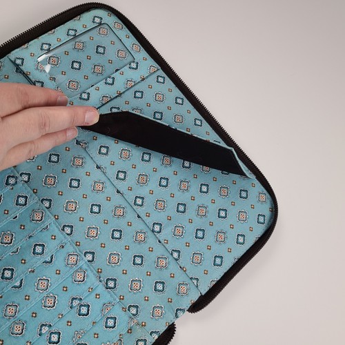 Vera Bradley Java Azul Organizador de Viaje Billetera Pasaporte Marrón Verde azulado Cremallera - Imagen 12 de 15