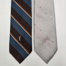 Yves Saint Laurent Lot of 2 Vintage YSL Silk neckties Measurements In Pics