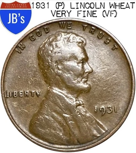1931 (P) Lincoln Wheat Cent Penny 1c - VERY FINE (VF)