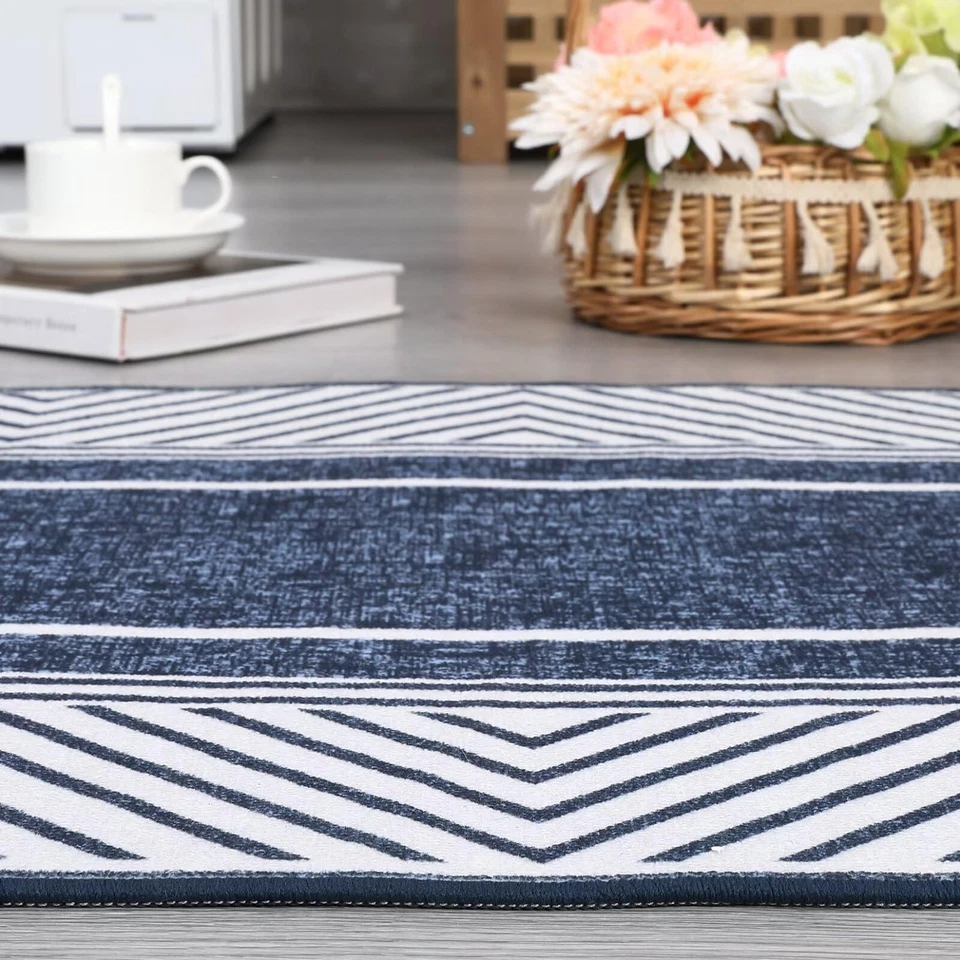 Alfombra de interior antideslizante moderna con bordes 8x10 alfombra lavable contemporánea... Foto 4 de 4