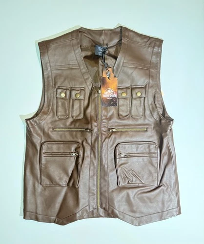 Jurassic World Owen Grady Brown Leather Vest – Hot Topic – Brand New With Tags! - product listing photo