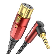 3.5Mm to XLR Premium Microphone Cable 1.5FT, 90 Degree Right Angle 3.5Mm Trs,1/8