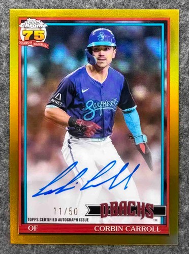 2026 Topps Chrome Corbin Carroll Auto /50 True Gold Arizona #91CA-CC 1991 Chrome