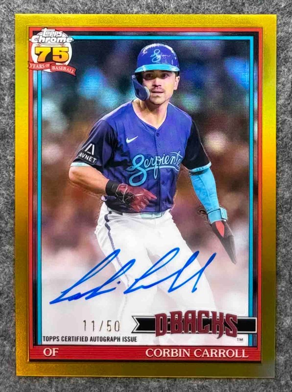 2026 Topps Chrome Corbin Carroll Auto /50 True Gold Arizona #91CA-CC 1991 Chrome