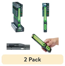 (2 Pack)  Rechargeable 1000 Lumen COB Wand Work Light, Black with Green Accents