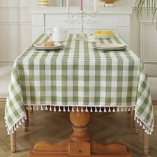 Laolitou Spring Checkered Tablecloth Rectangle Washable Heavy Duty Buffalo Plaid
