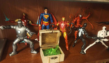 Action Figure Lot Of 7: Marvel Legends, Spiderman, Iron Man, Carnage, Superman w