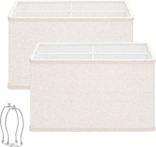 Rectangle Lamp Shades Set of 2 16"L x 8"W x 10"H Large Beige Lampshades Table