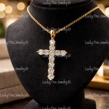 14k Solid Yellow Gold 1/3 ct Natural Diamond Cross Pendant  SI G made in USA