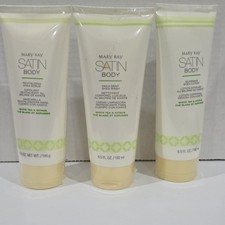 Mary Kay Satin Body Set White Tea  Citrus Shea Scrub  Wash  Lotion 6.5 fl oz