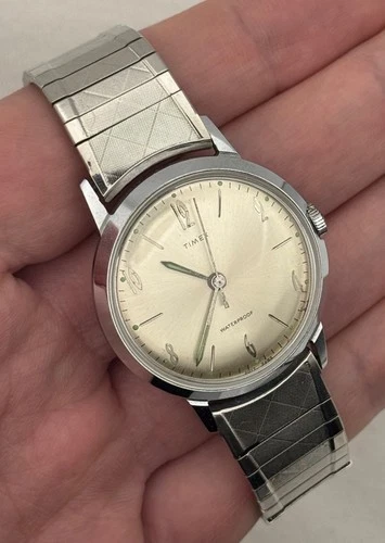 Vintage 1965 Timex Marlin Men's Manual Watch Original Band - USA - NEEDS SERVICE