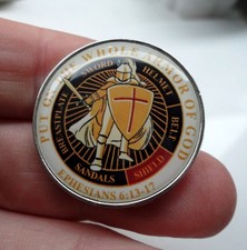 Knights Templar Shield Pin Badge Medieval Armor of God Ephesians Bible Defender