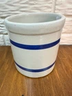 Vintage Crock RRP Co Blue Stripe Band Roseville Ohio Pottery USA Stoneware
