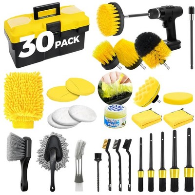 30Pcs Car Detailing Kit, Car Wash Cleaning Kit, Auto Detailing Drill Brush Se...