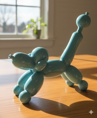Ceramic Balloon Dog Blue Blue Retro Pop Art Figurine Jeff Koons Style Decor
