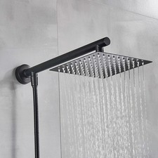 Black Bathroom Rain Shower Head 30x30cm With Arm Bath Sprayer Black/Silver