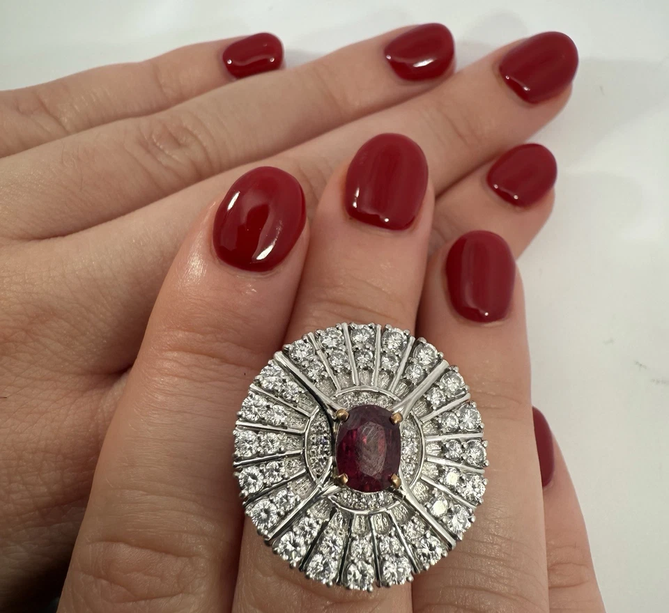 Antique Platinum Diamond Ruby Ring - Image 2 of 4