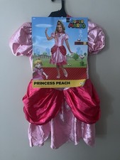 NWT Princess Peach Super Mario Costume Girl s Size Medium 7-8 Dress Crown