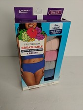 6 Pair Fruit Of The Loom FOTL Cotton Stretch Mesh Briefs Size 7/L 12-14 Womens