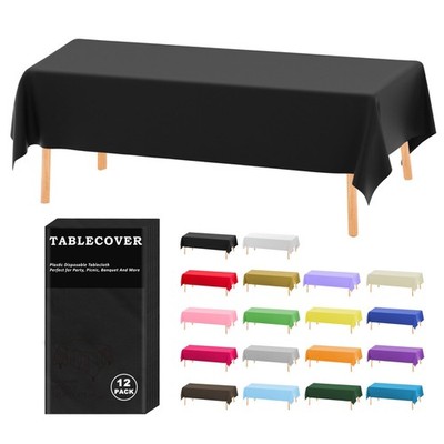 D&Z Plastic Table Cloth Disposable, 12 Pack Black Rectangle Tablecloth Indivi...