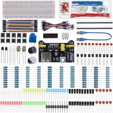 BOJACK 37 Values 480 Pcs Electronics Component Fun Kit with Power Supply Module,